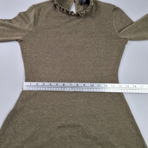 AX Paris Long-Sleeve Dress High Ruffled Collar & Bell Sleeves Size 10 Acadamia - Picture 5 of 10